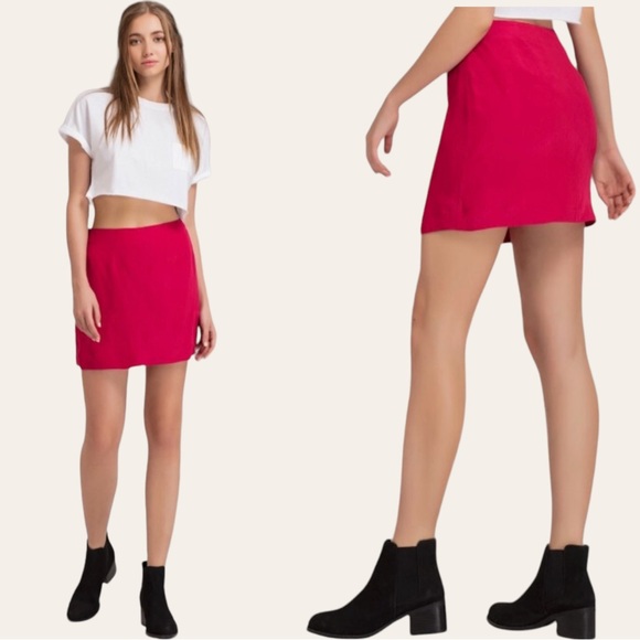 The Limited Textured Fur Wool Blend A Line Lined Career Mini Pencil Skirt Pink - Picture 3 of 11